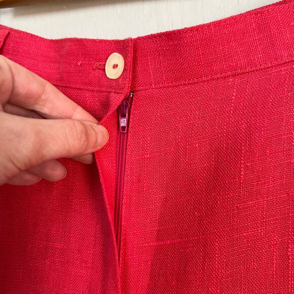 NWT Vintage 90s Harvé Benard Hot Pink 100% Linen High-Waisted Pleated Pants 8 - Picture 5 of 10